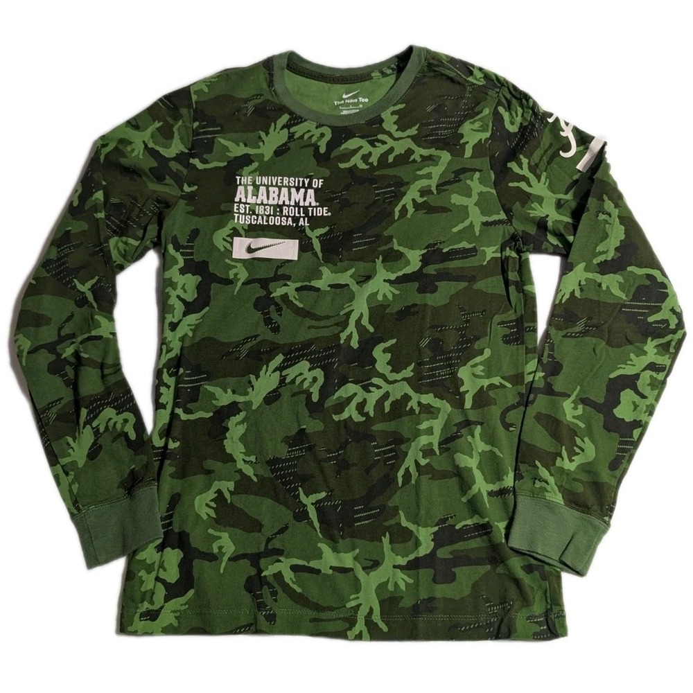 Nike The Nike Tee University of Alabama Roll Tide Camo Long Sleeve Shirt Youth S